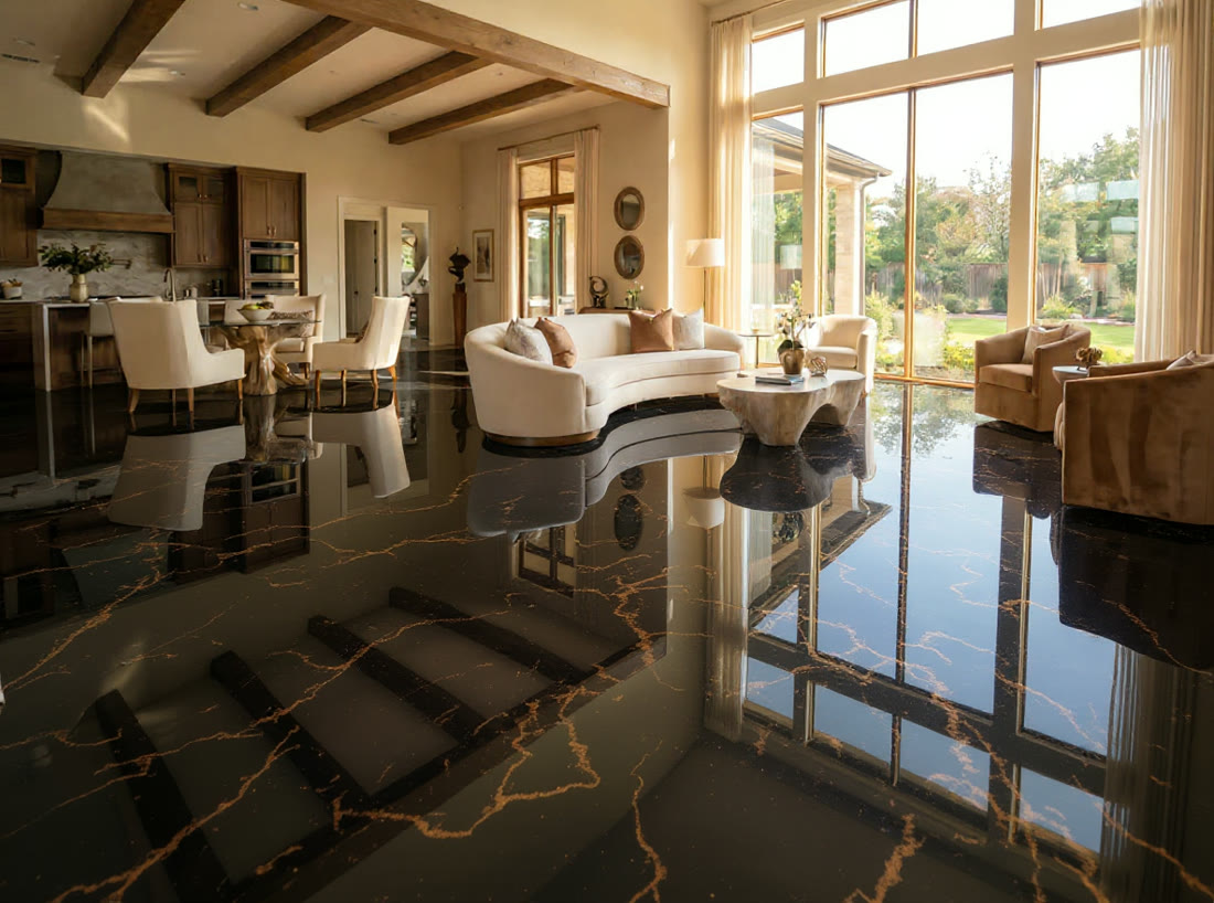 Same room finished in New Era metallic epoxy